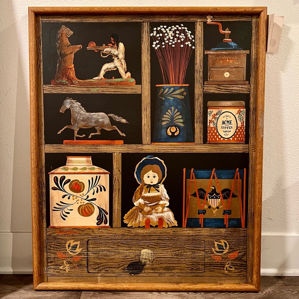 Americana Folk Art Oil Painting by Huntington